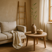 Prírodné materiály v interiéri - drevo, hlina, ľan, bambus